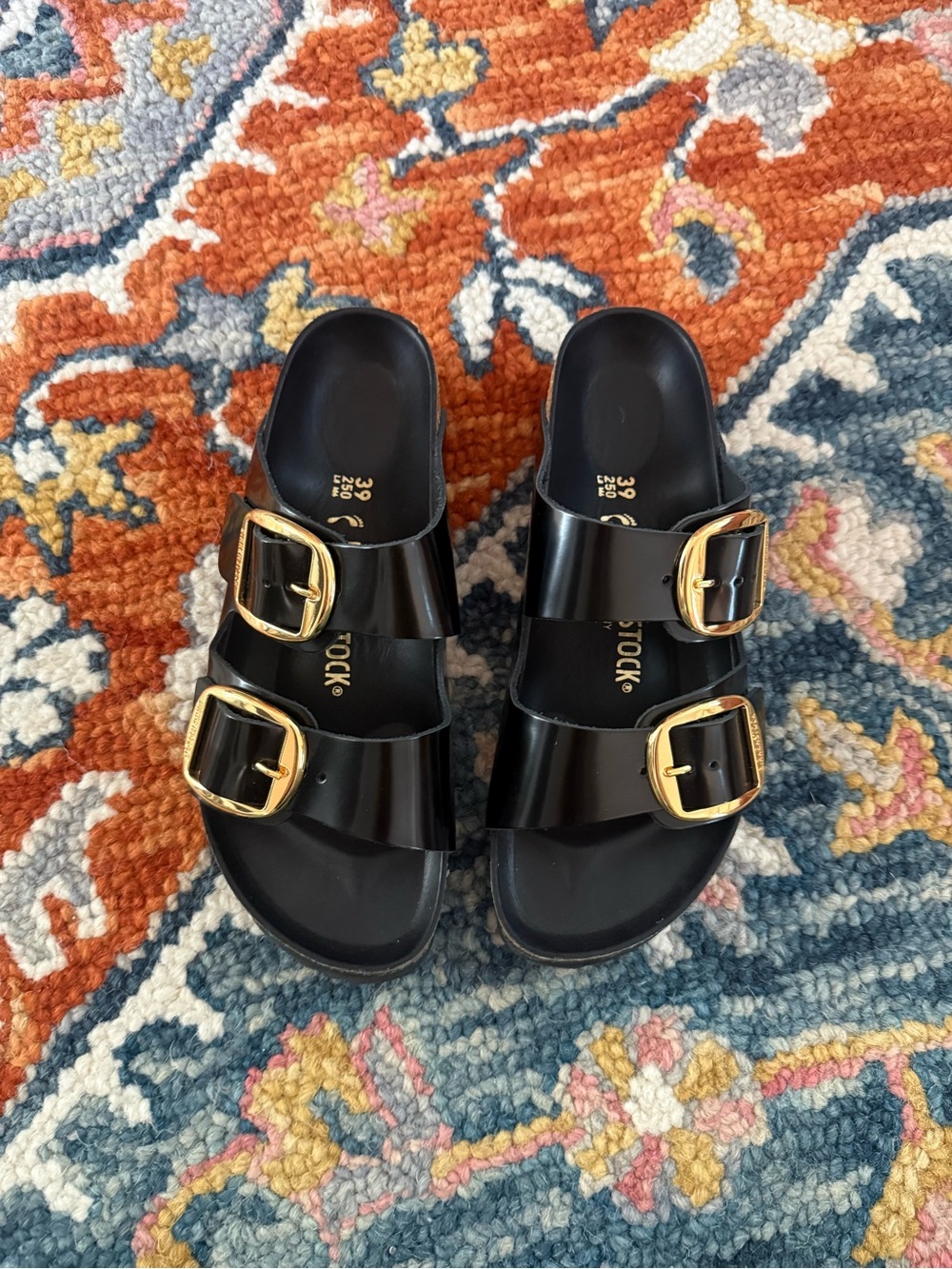 Birkenstock Arizona Big Buckle High Shine Black Patent Leather Sandals 39 8-8.5 - Picture 7 of 10
